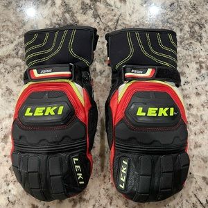 Leki World Cup Race Flex S Jr Mitten Black/Red/White/Yellow. Size 8.